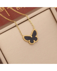 Insect Butterfly Shell inlaid Stainless Steel Plating Pendant Necklace CA07830988
