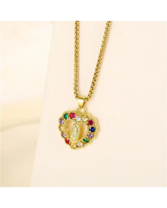 Little Bear Heart Shape Portrait Stainless Steel Titanium Steel Plating Inlay Zircon Pendant Necklace CA07830994