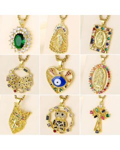Little Bear Heart Shape Portrait Stainless Steel Titanium Steel Plating Inlay Zircon Pendant Necklace CA07830994