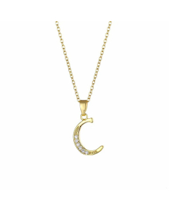 Elegant Plating Inlay Zircon Letter Pendant Stainless Steel Titanium Steel Necklace CA07830996