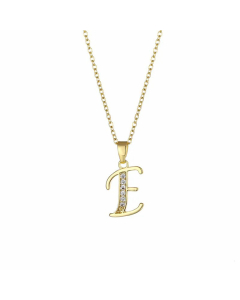 Elegant Plating Inlay Zircon Letter Pendant Stainless Steel Titanium Steel Necklace CA07830996