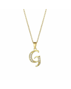 Elegant Plating Inlay Zircon Letter Pendant Stainless Steel Titanium Steel Necklace CA07830996