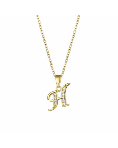 Elegant Plating Inlay Zircon Letter Pendant Stainless Steel Titanium Steel Necklace CA07830996