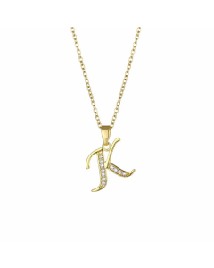 Elegant Plating Inlay Zircon Letter Pendant Stainless Steel Titanium Steel Necklace CA07830996