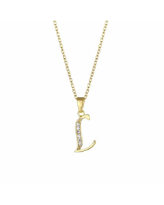 Elegant Plating Inlay Zircon Letter Pendant Stainless Steel Titanium Steel Necklace CA07830996