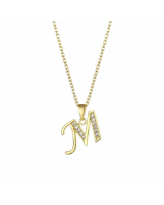Elegant Plating Inlay Zircon Letter Pendant Stainless Steel Titanium Steel Necklace CA07830996