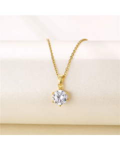 Shiny Round Heart Shape Snowflake Stainless Steel Titanium Steel Plating Inlay Zircon Pendant Necklace CA07830997