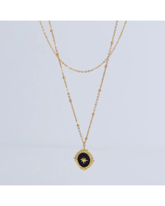 Fashion Layered Star Titanium Steel Epoxy Necklaces Pendant Necklace CA07830998