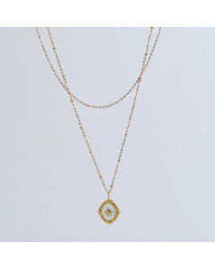 Fashion Layered Star Titanium Steel Epoxy Necklaces Pendant Necklace CA07830998