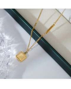 Minimalism Square Solid Color Titanium Steel Plating Pendant Necklace CA07830999
