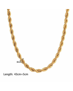 Hip-Hop Plain Solid Color Twist Chain Stainless Steel Titanium Steel Necklace CA07831001