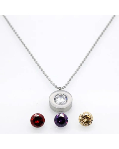 Minimalism Round Plating Inlay Artificial Gemstones Pendant Stainless Steel Necklace CA07831003