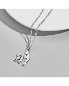 French Style Simple Style A Family Of Three Pendant Stainless Steel Hollow Out Necklace CA07831004