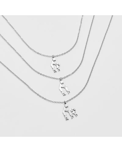French Style Simple Style A Family Of Three Pendant Stainless Steel Hollow Out Necklace CA07831004