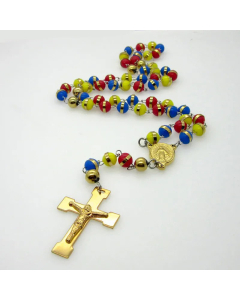 Casual Cross Stainless Steel Silica Gel Beaded Pendant Necklace CA07831005
