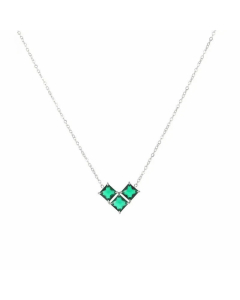 Cute Heart Shape Plating Inlay Zircon Pendent Titanium Steel Necklace CA07831007-Steel Color-Green