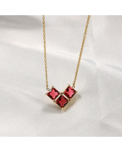 Cute Heart Shape Plating Inlay Zircon Pendent Titanium Steel Necklace CA07831007
