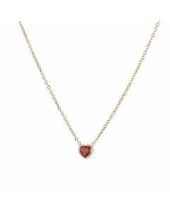 Classic Style Heart Shape Inlay Zircon Pendant Titanium Steel Necklace CA07831009-Gold Color-Red