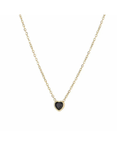 Classic Style Heart Shape Inlay Zircon Pendant Titanium Steel Necklace CA07831009-Gold Color-Black