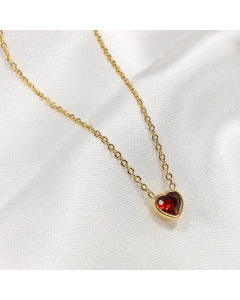 Classic Style Heart Shape Inlay Zircon Pendant Titanium Steel Necklace CA07831009