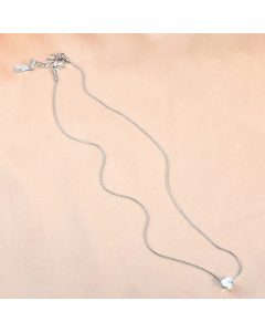 Classic Style Round Solitaire Titanium Steel Inlay Zircon Necklace CA07831015