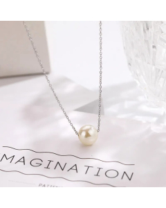 Minimalism Inlay Artificial Pearls Clavicle Chain Necklace Titanium Steel Necklace CA07831017