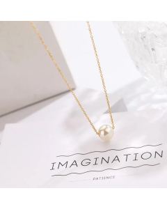 Minimalism Inlay Artificial Pearls Clavicle Chain Necklace Titanium Steel Necklace CA07831017