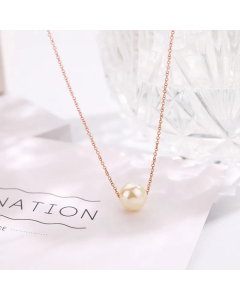 Minimalism Inlay Artificial Pearls Clavicle Chain Necklace Titanium Steel Necklace CA07831017
