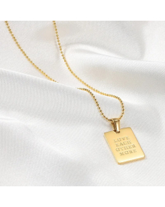 Letter Square Tag Pendant Stainless Steel Plating Beads Chian Necklace CA07831018