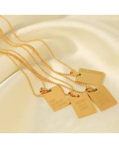 Casual Letter Square Pendant Titanium Steel Plating Necklace CA07831019