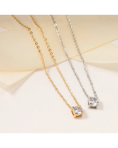 Classic Style Round Gemstone Titanium Steel Plating Inlay Rhinestones Necklace CA07831020