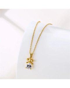 Light Luxury Style Flower Fish Butterfly Stainless Steel Titanium Steel Inlay Zircon Pendant Necklace CA07831021
