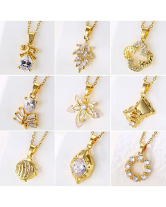 Light Luxury Style Flower Fish Butterfly Stainless Steel Titanium Steel Inlay Zircon Pendant Necklace CA07831021