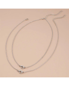 1 Set Heart-Shaped Knot Buckle Titanium Steel Plating Hollow Out Necklace CA07831023