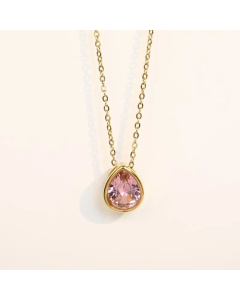 Classic Water Droplets Stainless Steel Inlay Zircon Pendant Necklace CA07831029