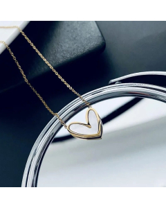 Lady Heart Shape Shell Inlaid Titanium Steel Plating Pendant Necklace CA07831031