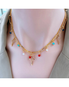 Vacation Star Clavicle Chain Titanium Steel Patchwork Necklace CA07831033