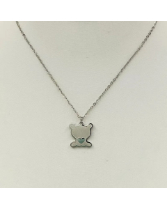 Lady Cute Bear Plating Pendant Titanium Steel Necklace CA07831035