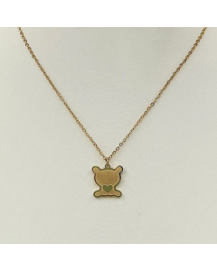 Lady Cute Bear Plating Pendant Titanium Steel Necklace CA07831035