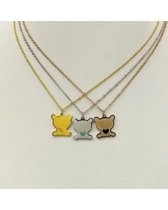 Lady Cute Bear Plating Pendant Titanium Steel Necklace CA07831035