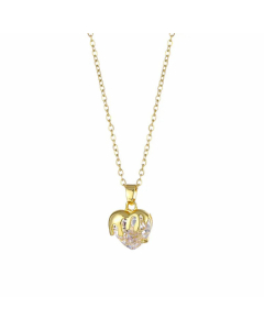 Minimalism Heart Shape Stainless Steel Inlay Zircon Pendant Necklace CA07831036