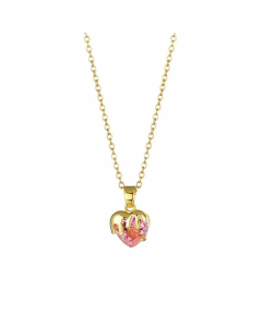Minimalism Heart Shape Stainless Steel Inlay Zircon Pendant Necklace CA07831036