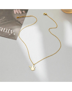 Lady Animal Bird Pendent Titanium Steel Plating Necklace CA07831040