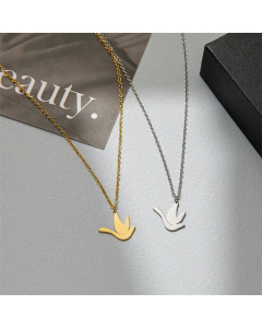 Lady Animal Bird Pendent Titanium Steel Plating Necklace CA07831040