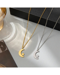 Minimalism Star Moon Stainless Steel Plating Pendant Necklace CA07831042
