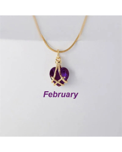 Heart Shape Inlay Rhinestones Birthstone Pendant Titanium Steel Necklace CA07831043