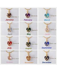 Heart Shape Inlay Rhinestones Birthstone Pendant Titanium Steel Necklace CA07831043