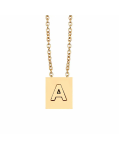 Minimalism Letter Square Titanium Steel Plating Pendant Necklace CA07831047