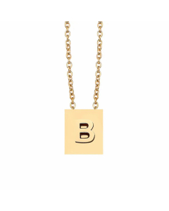 Minimalism Letter Square Titanium Steel Plating Pendant Necklace CA07831047