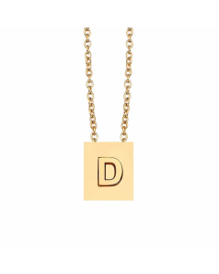 Minimalism Letter Square Titanium Steel Plating Pendant Necklace CA07831047